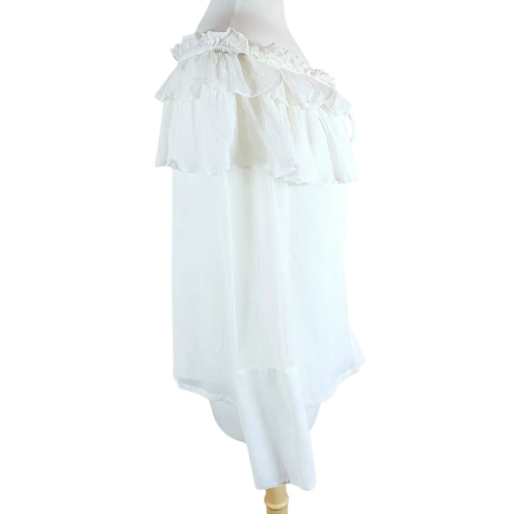 OPENING CEREMONY Off The Shoulder Ivory Silk Chiffon Ruffle Blouse 10 - Picture 3 of 11